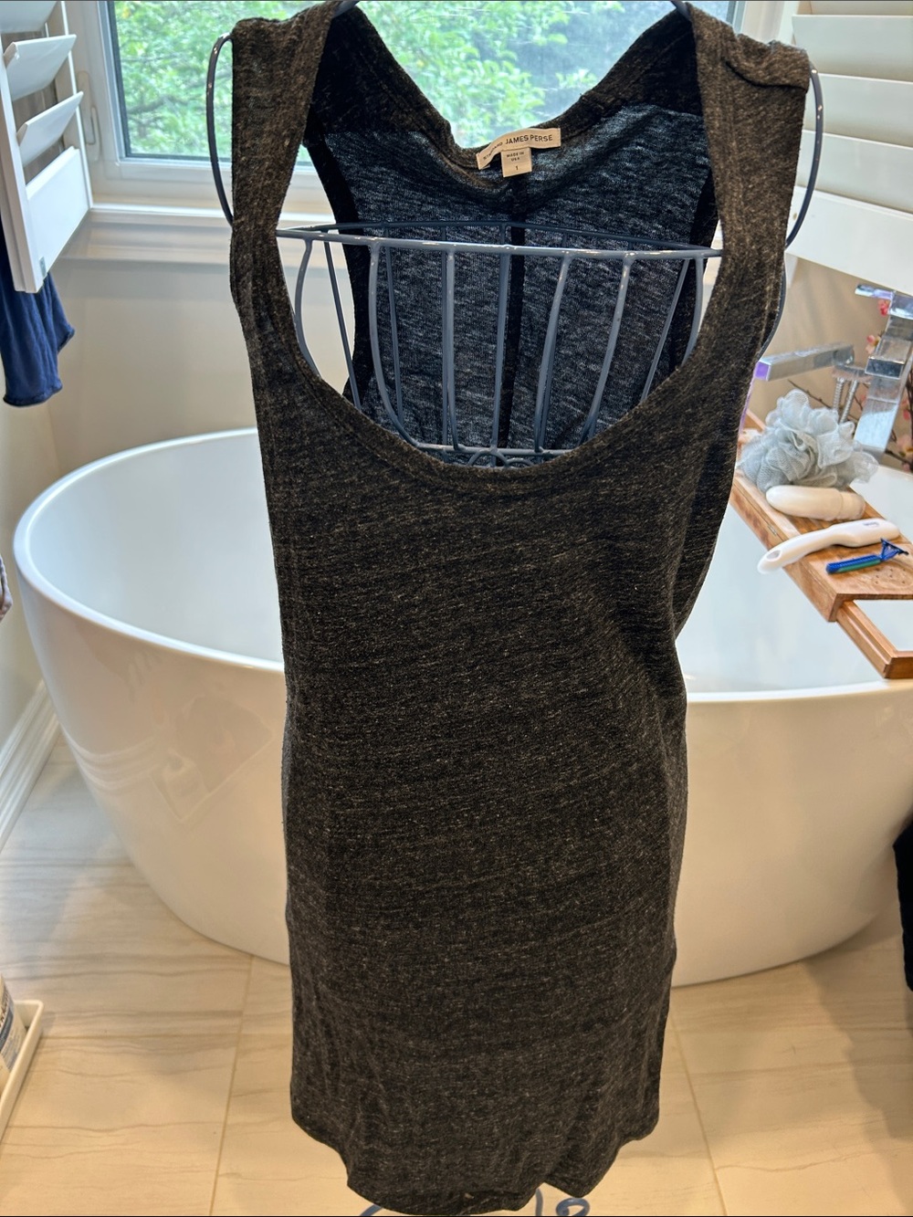James Perse Dark Charcoal Sleeveless scoop neck Dress size 1